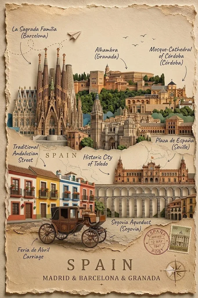 Vintage 3d paper cut travel poster — Sonra