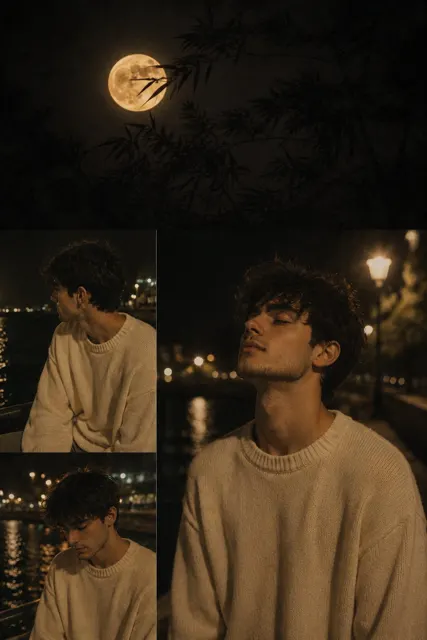 Cinematic moonlight boy collage aesthetic