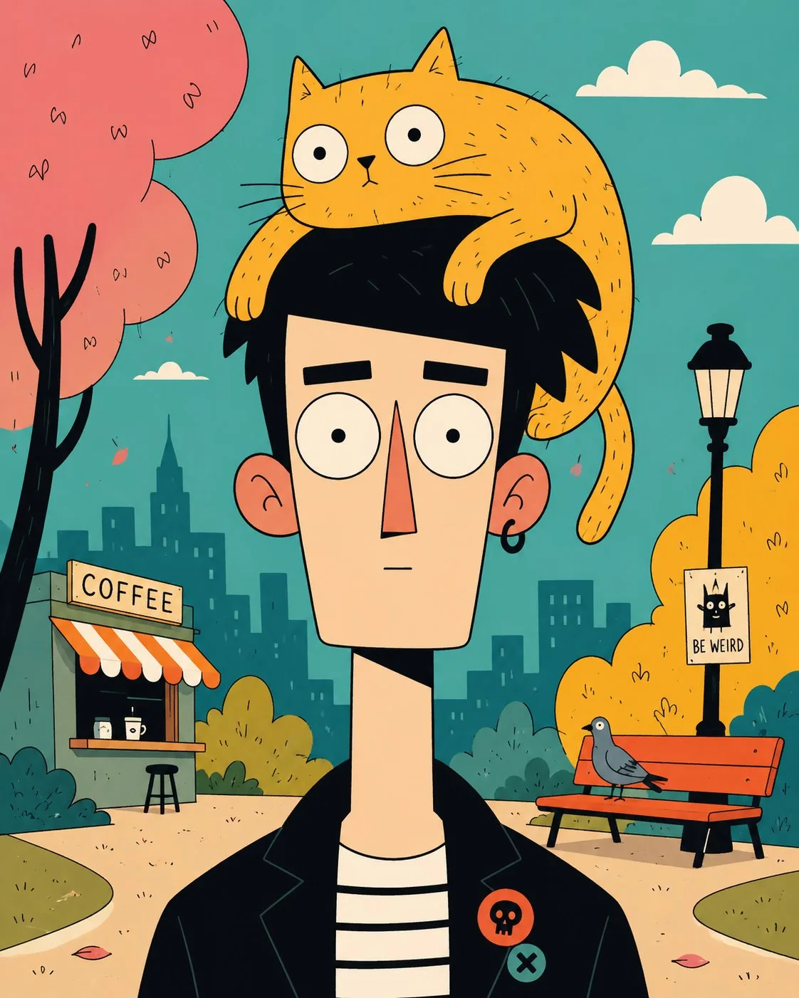 Quirky flat cartoon portrait animal hat — Sonra