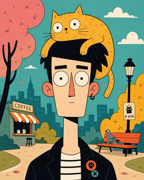 Quirky flat cartoon portrait animal hat