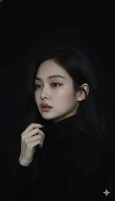 Cinematic black turtleneck elegance