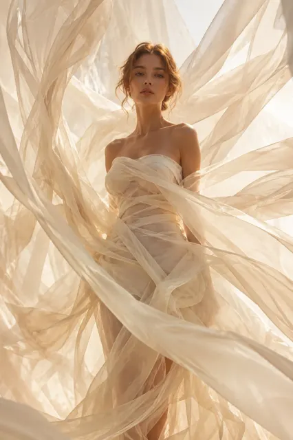 Surreal high fashion fine art silk portrait