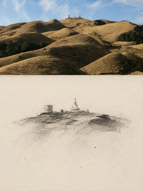 Charcoal vanishing travel sketch study