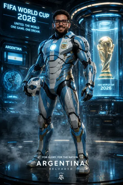2026 fifa world cup argentina iron man football poster