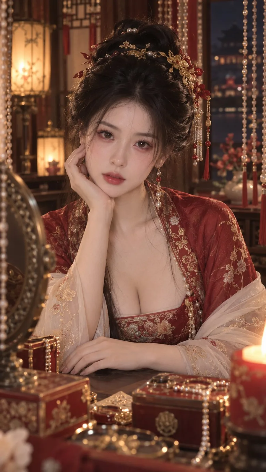 Ancient style night beauty oriental noblewoman portrait — After