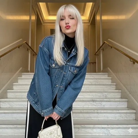 Cool blonde girl selfie