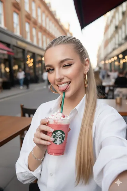 Pink frappuccino urban beauty street photography