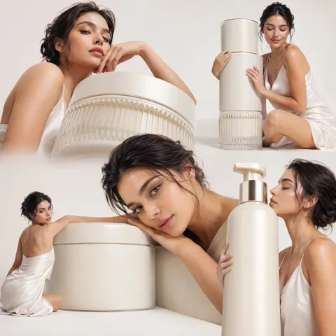 Multi frame beauty editorial giant product composition