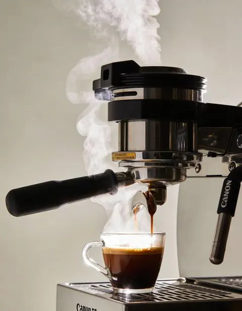 Ultra realistic espresso commercial shot