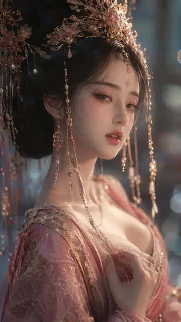 Tang dynasty hyper realistic cg portrait woman