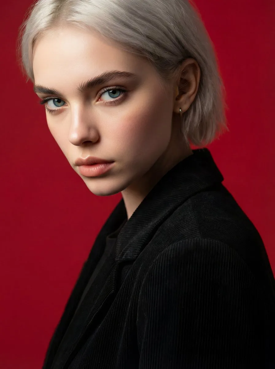 Red studio hyper realistic blazer woman — After