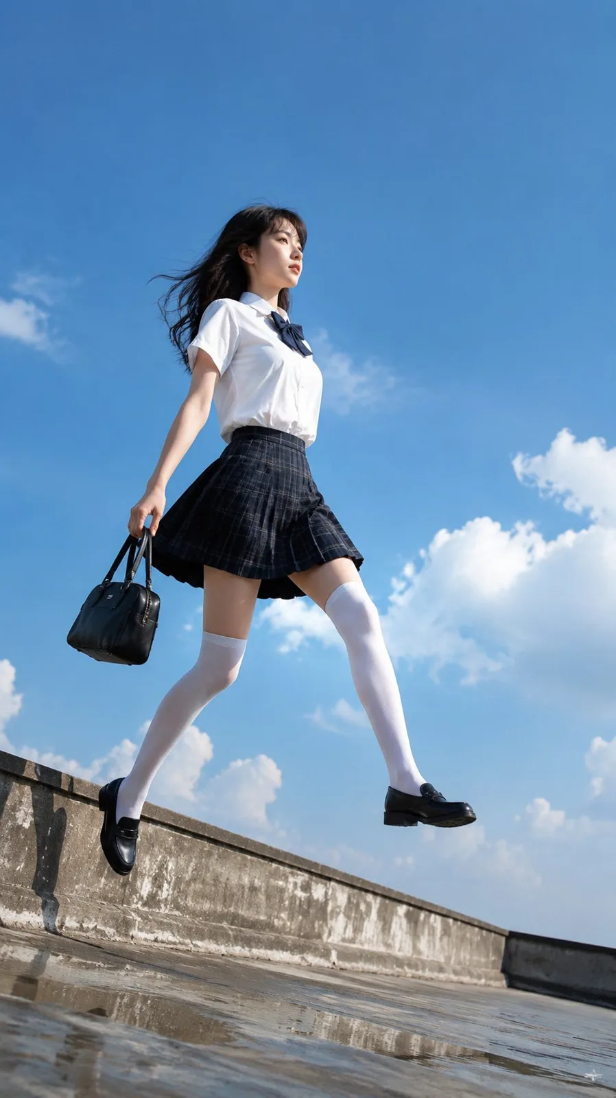 Realistic weightless youth portrait east asian girl — After