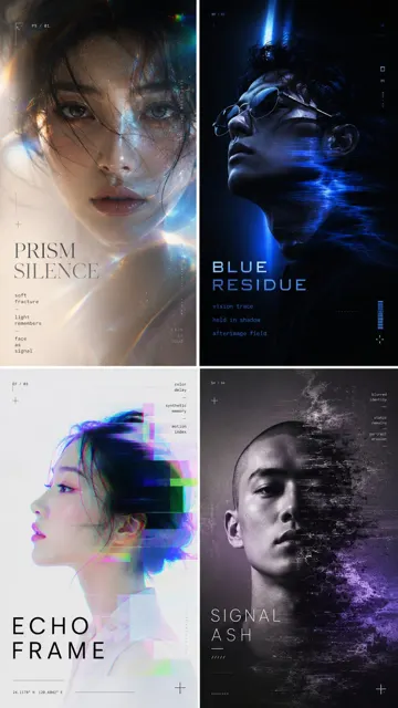 High end experimental editorial portrait posters