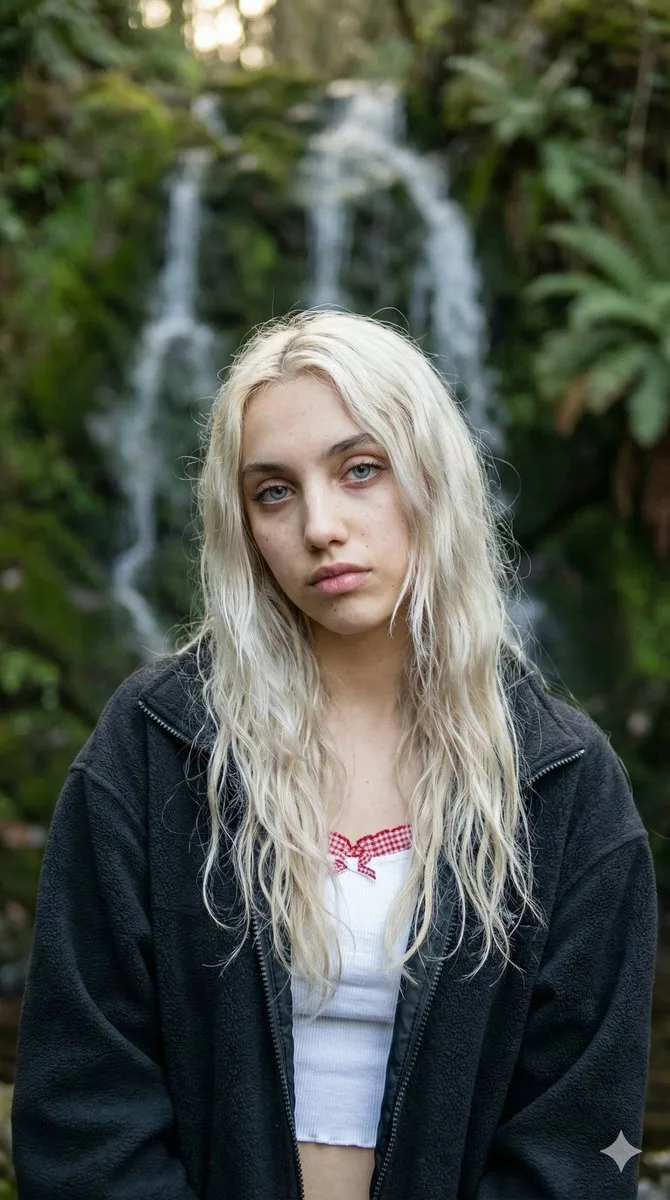 Golden hour forest blue eyed girl — Sonra