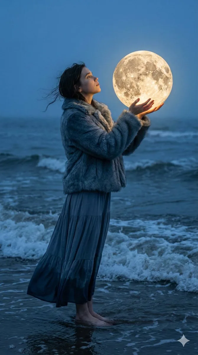 Twilight sea holding dreamy moon — Sonra