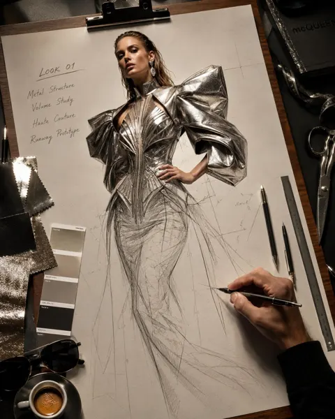 Luxury designer studio fashion sketch concept