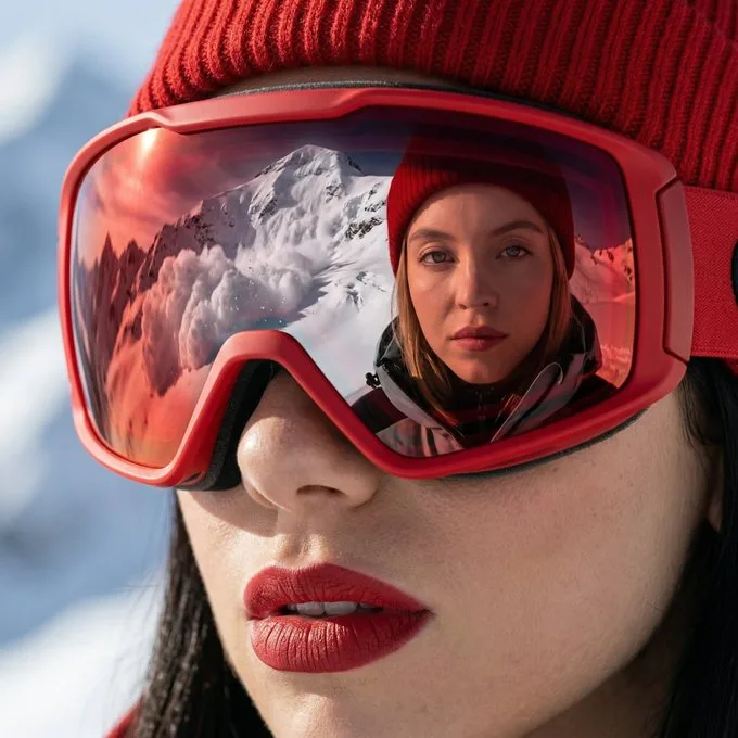 Red goggles dua lipa avalanche reflection — After