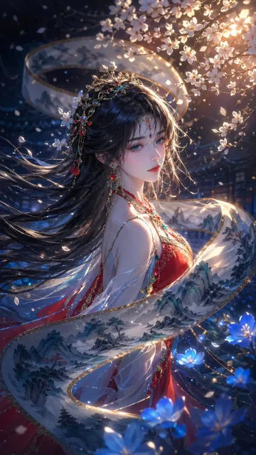 Scroll wrapped chinese girl