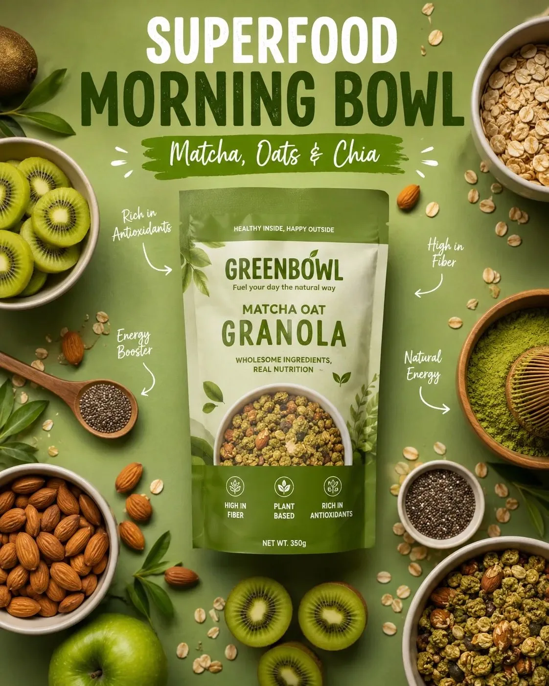 Ultra realistic healthy breakfast granola ad — Sonra