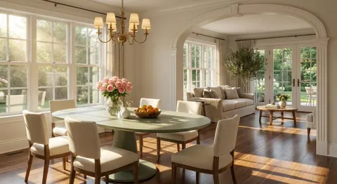 Sunlit archway elegant dining