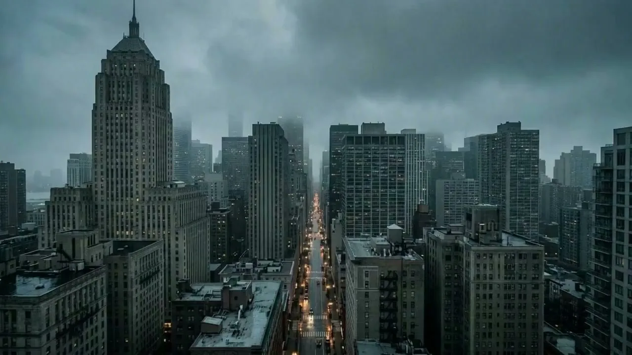 Blue hour neo noir metropolis — After