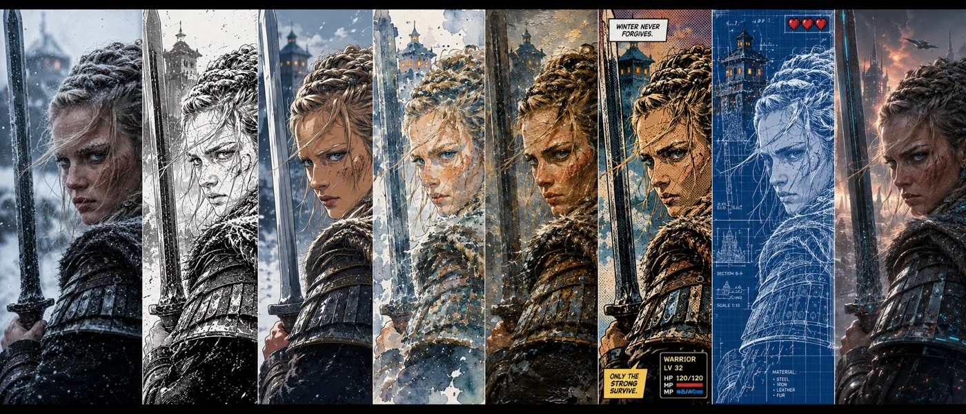 Multi style artistic universe rendering comparison — Sonra