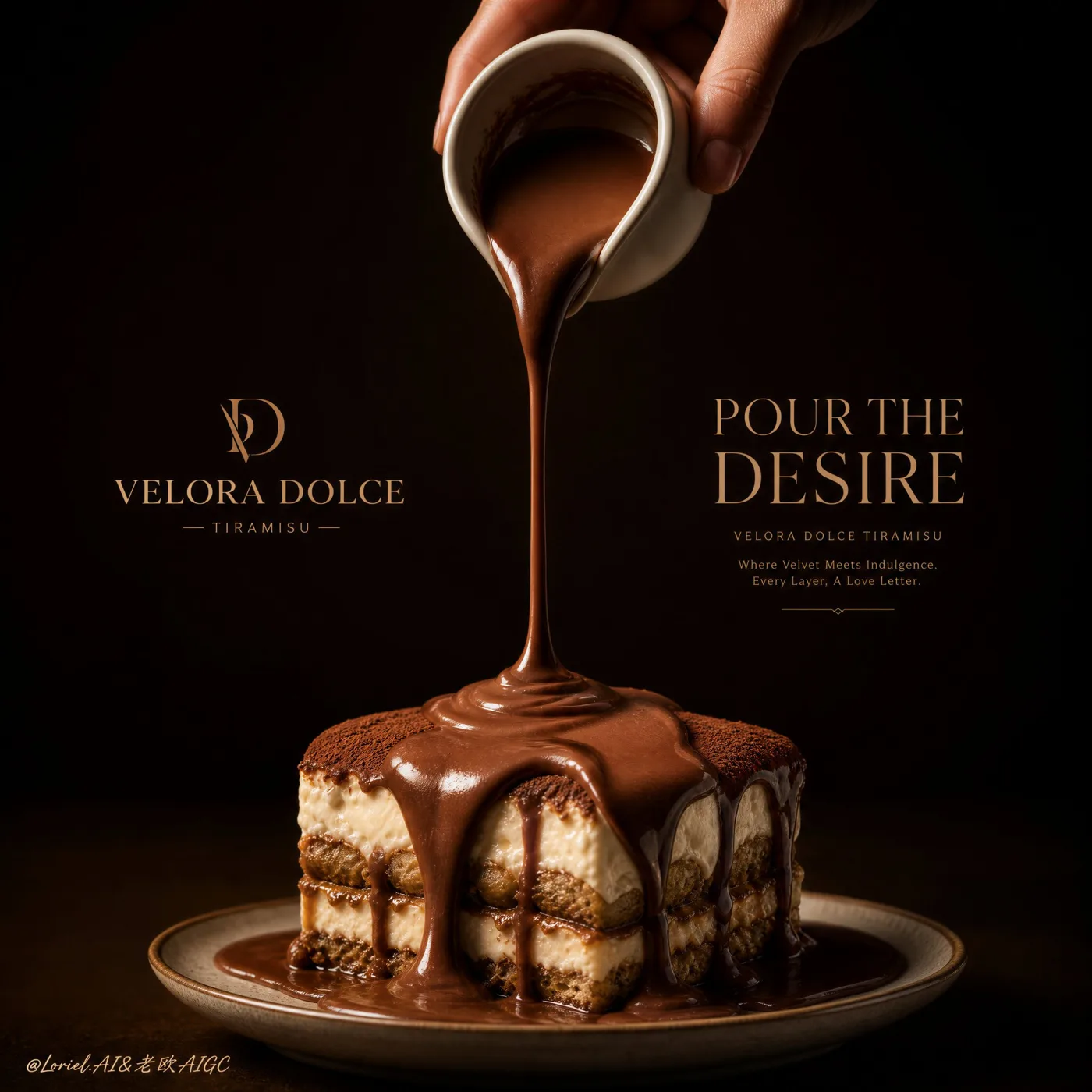 Velora dolce tiramisu commercial poster prompt — Sonra