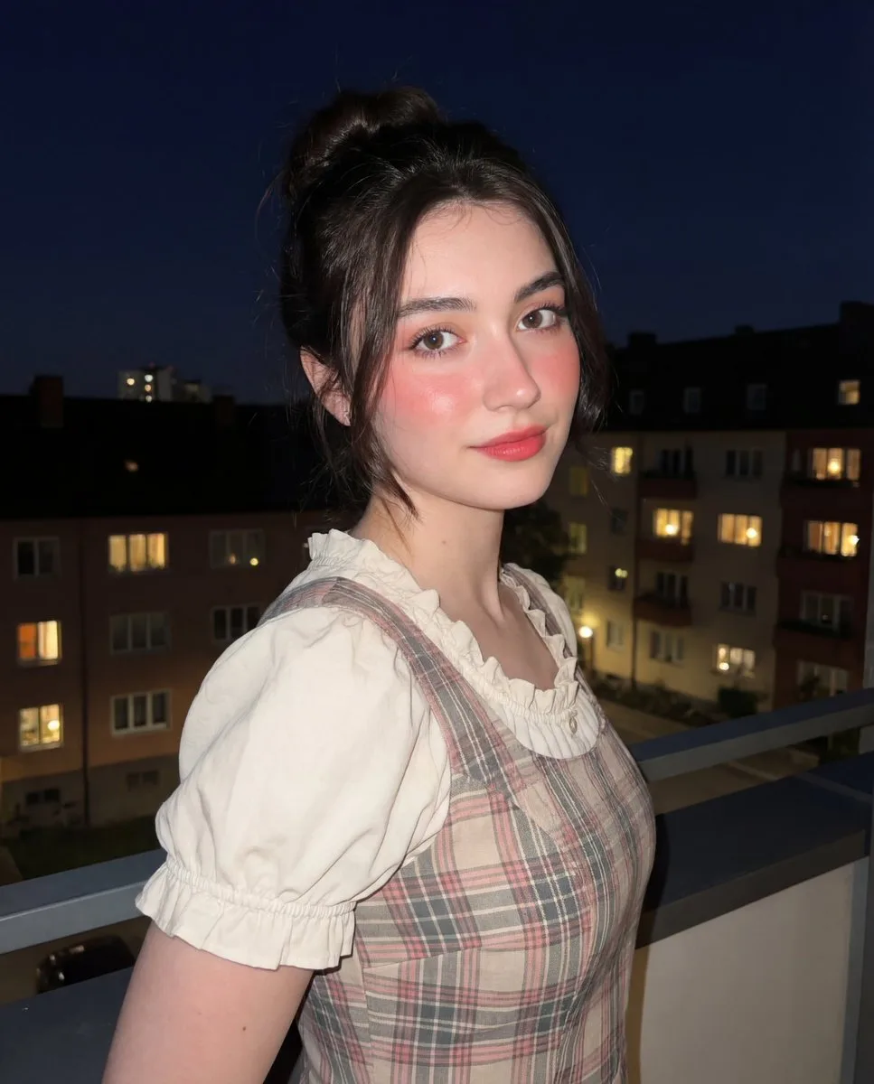 Vintage cottagecore girl night flash — Sonra