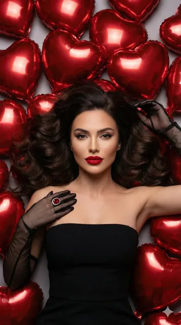 Realistic glamour red hearts