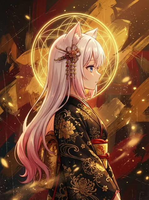 Black gold kimono sacred halo