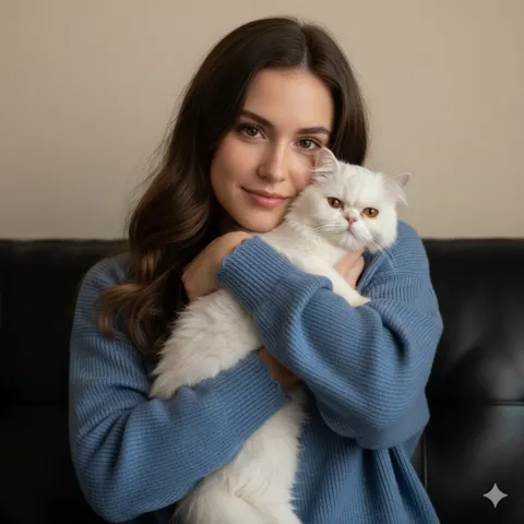 Natural light girl cat portrait