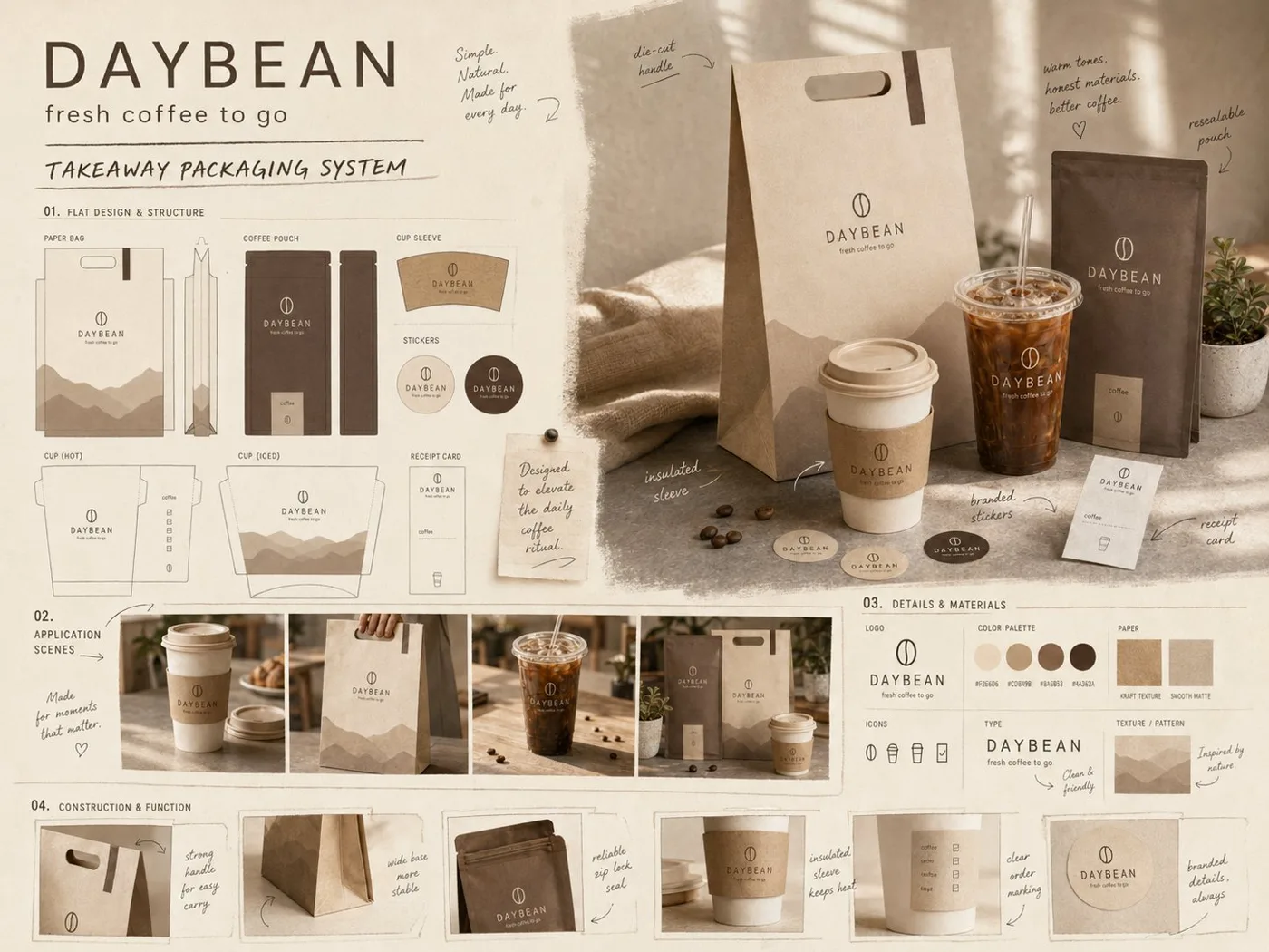 Premium brand takeaway packaging design proposal board — After