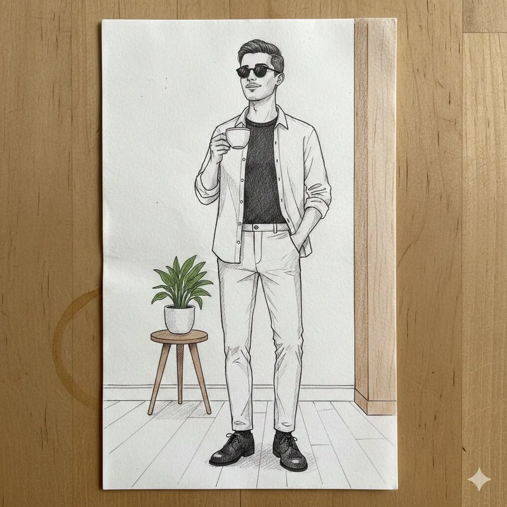 Minimalist fashion man sketch — Sonra