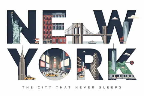 New york typographic travel poster flat vector