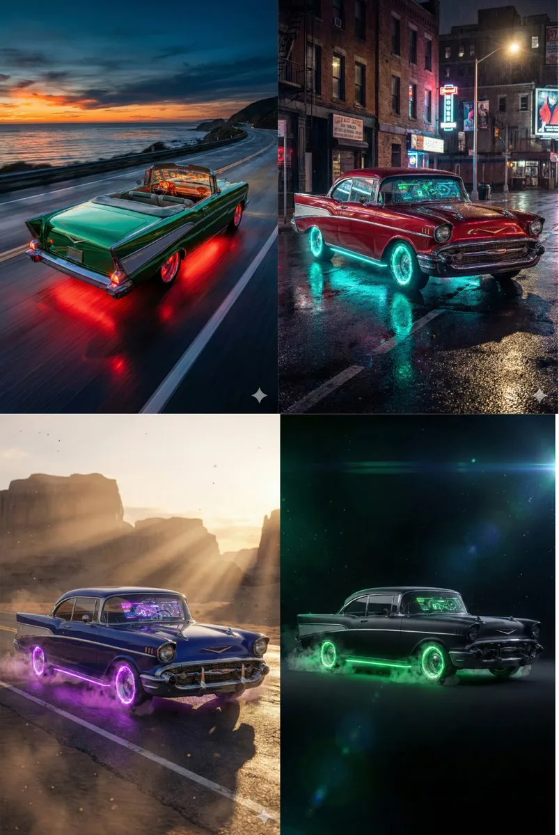 Neon phantom retro futurism car — After