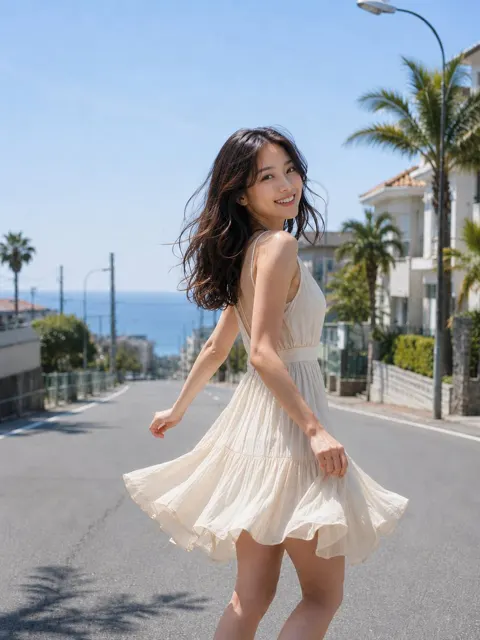 Sea breeze slope summer japanese portrait