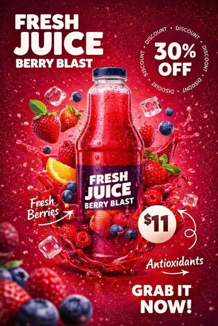Fresh juice splash commercial poster