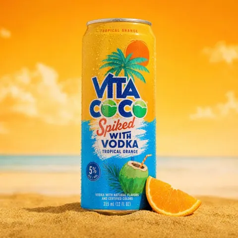 Summer beach sparkling water