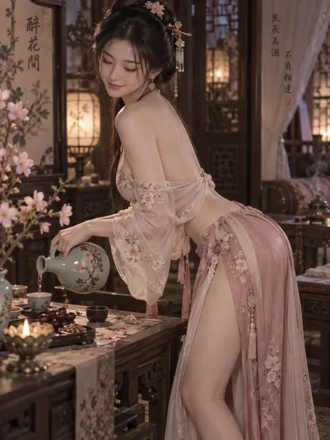 Ultra short ru top off shoulder pouring wine
