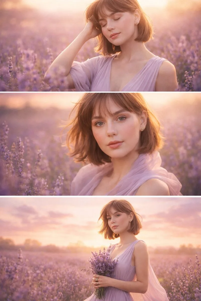 Lavender sunrise dreamy triptych — Sonra