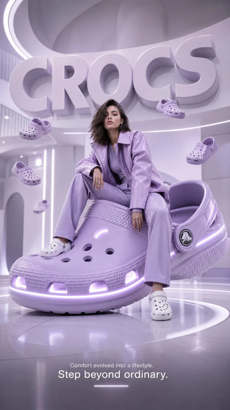 Futuristic crocs luxury fashion advertising poster — After