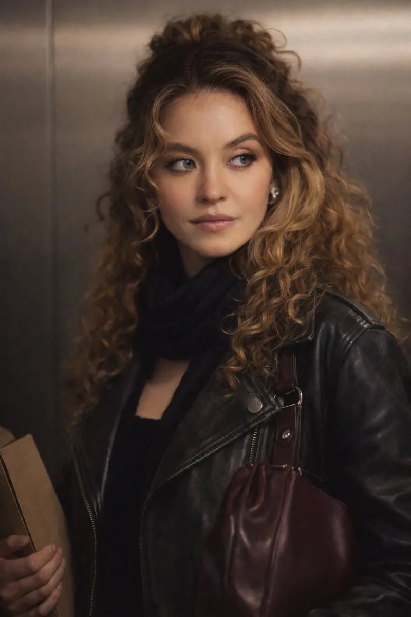 Cinematic curly hair leather portrait — Sonra