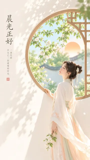 Oriental zen minimalist female aesthetic morning cover