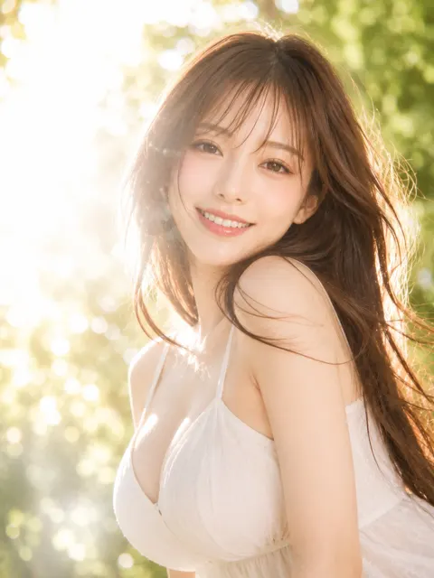 Backlit blooming smile portrait