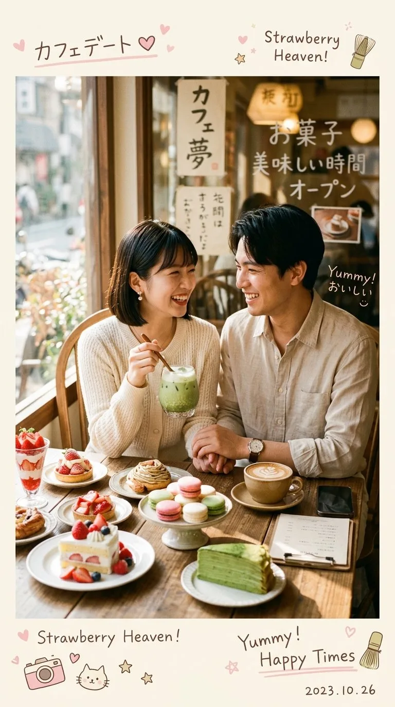Ultra realistic japanese korean cafe couple photography — After