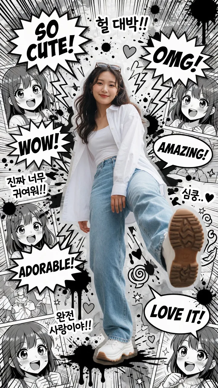 Dynamic fashion portrait manga collage — Sonra