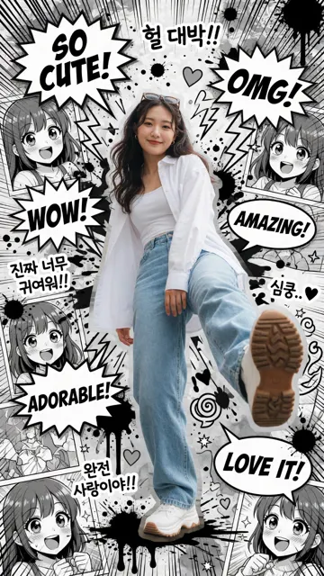 Dynamic fashion portrait manga collage