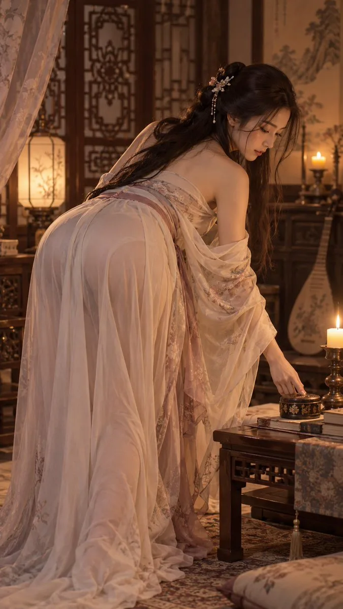 Loose silk skirt leaning over soft candlelight — Sonra