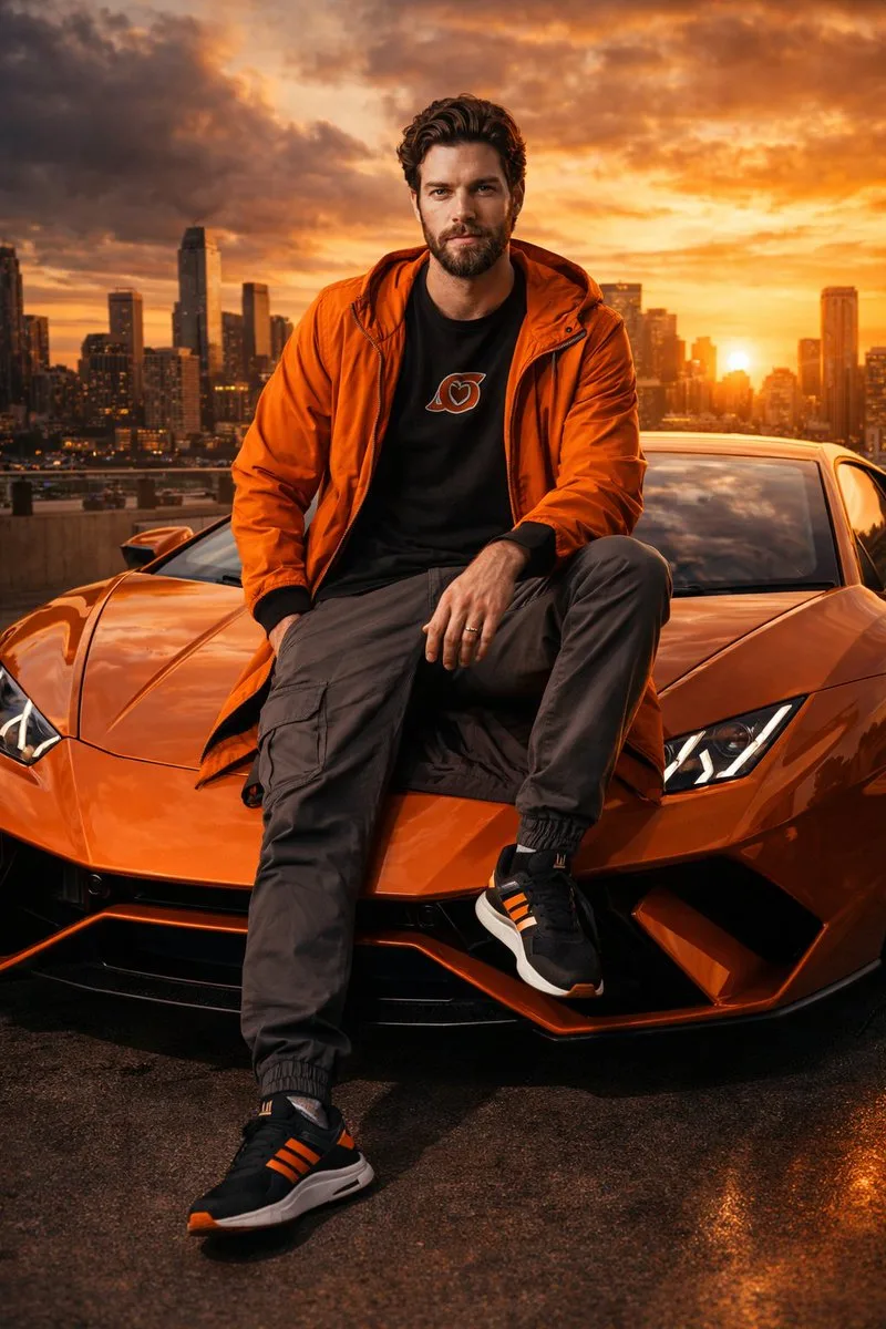Sunset streetwear lamborghini man — Sonra