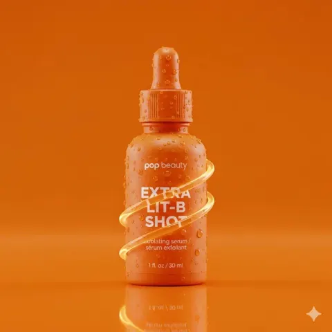 Glowing orange serum closeup